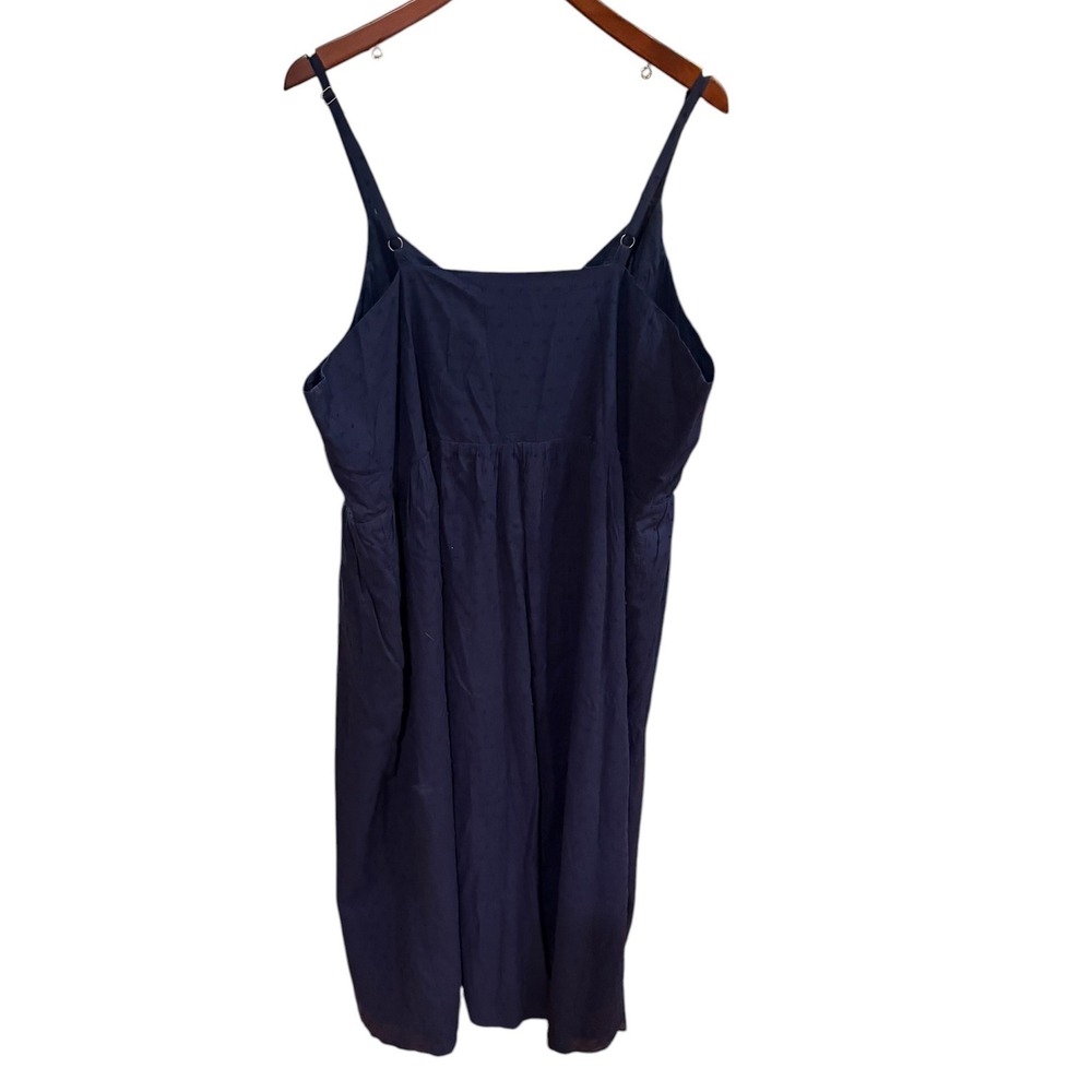 Summer Fun ModCloth Womens Navy Blue Cotton Eyelet Button Front Midi Dress sz 22
